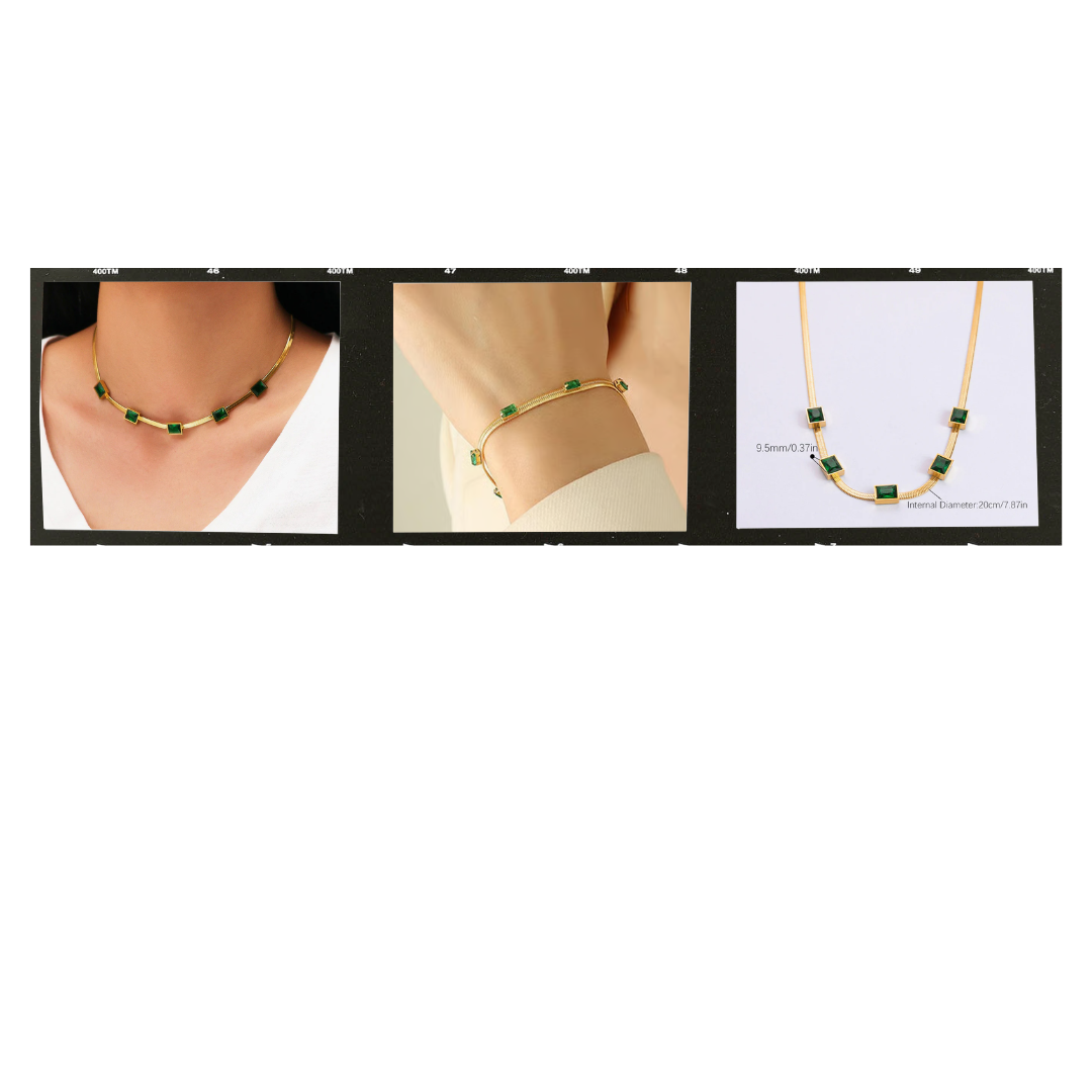 Collage of Emerald Whisper Serpentine Set