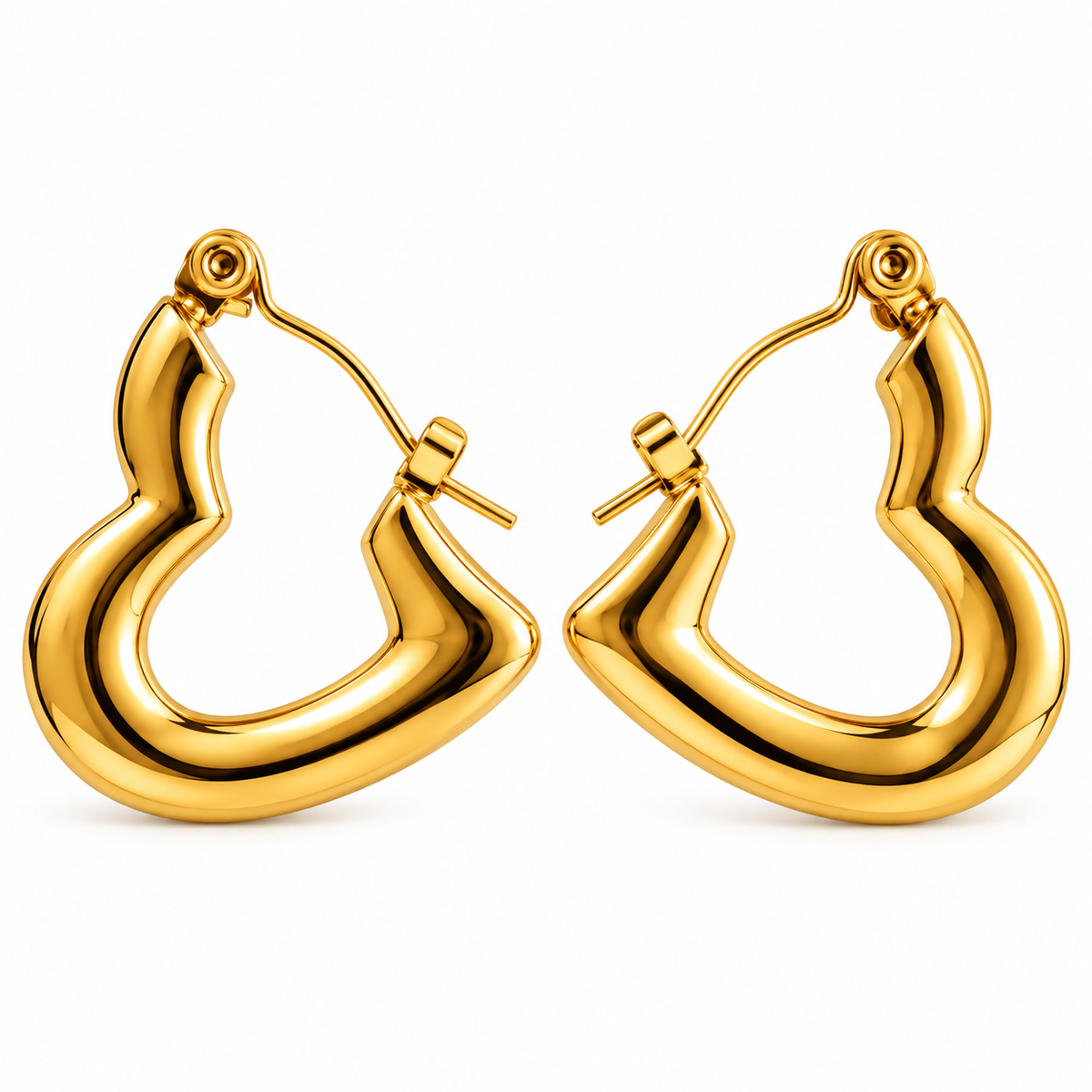 Gold Plated Anti Tarnish Plain Heart Hoop Earrings for Women