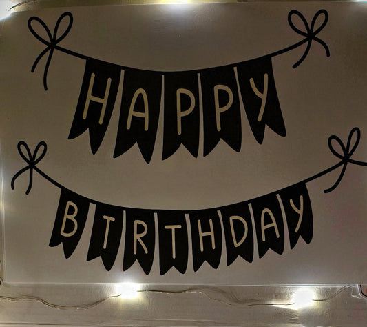 Birthday Black Banner with Fairy Light on Premium Mailer Box for Men Women Boys Girls