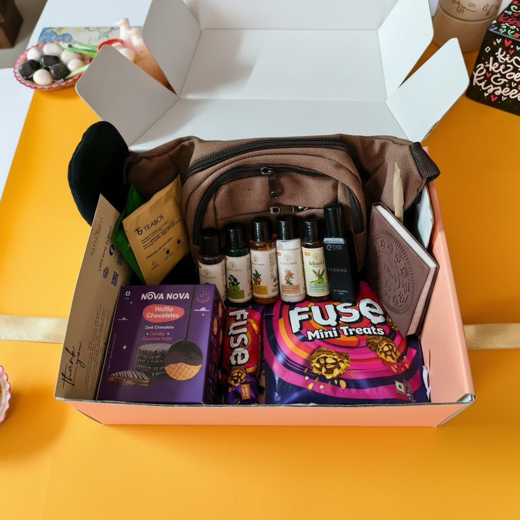 Close-up of The Urban Voyager Travel Care Gift Hamper For Men