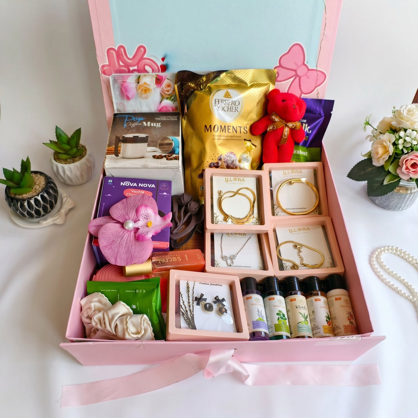 Close-up of The Jet Setter Travel Care Gift Hamper For Women & Girls | Gifts For Her | 19 Gifts For 19th Birthday