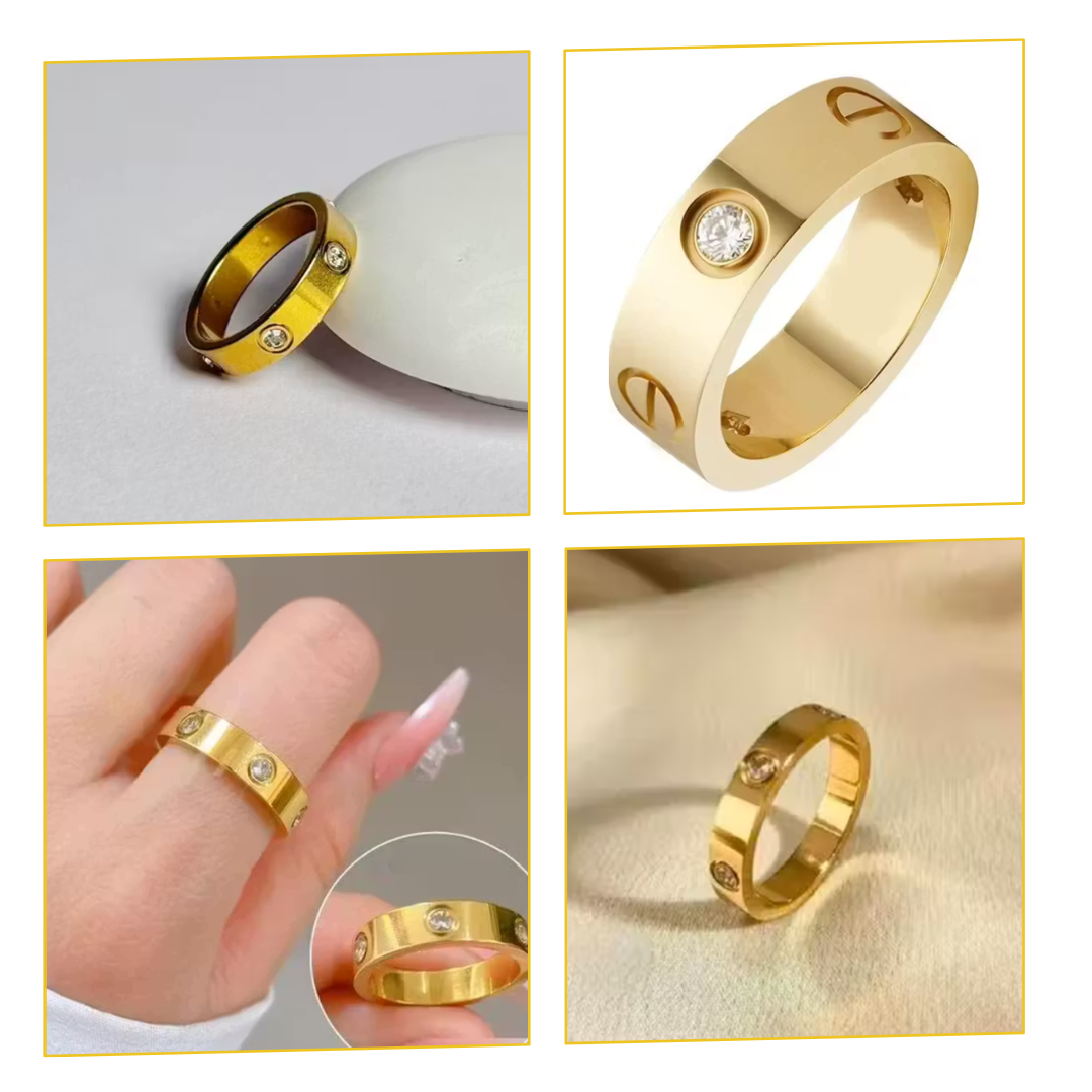 Collage of Anti-tarnish 18k Gold-plated Zirconia Kada Ring