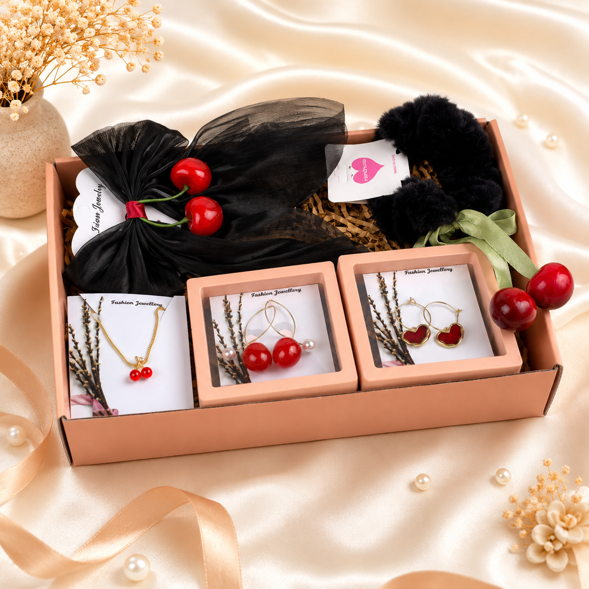 Blooming Cherry Beauty Gift Hamper for Women - black