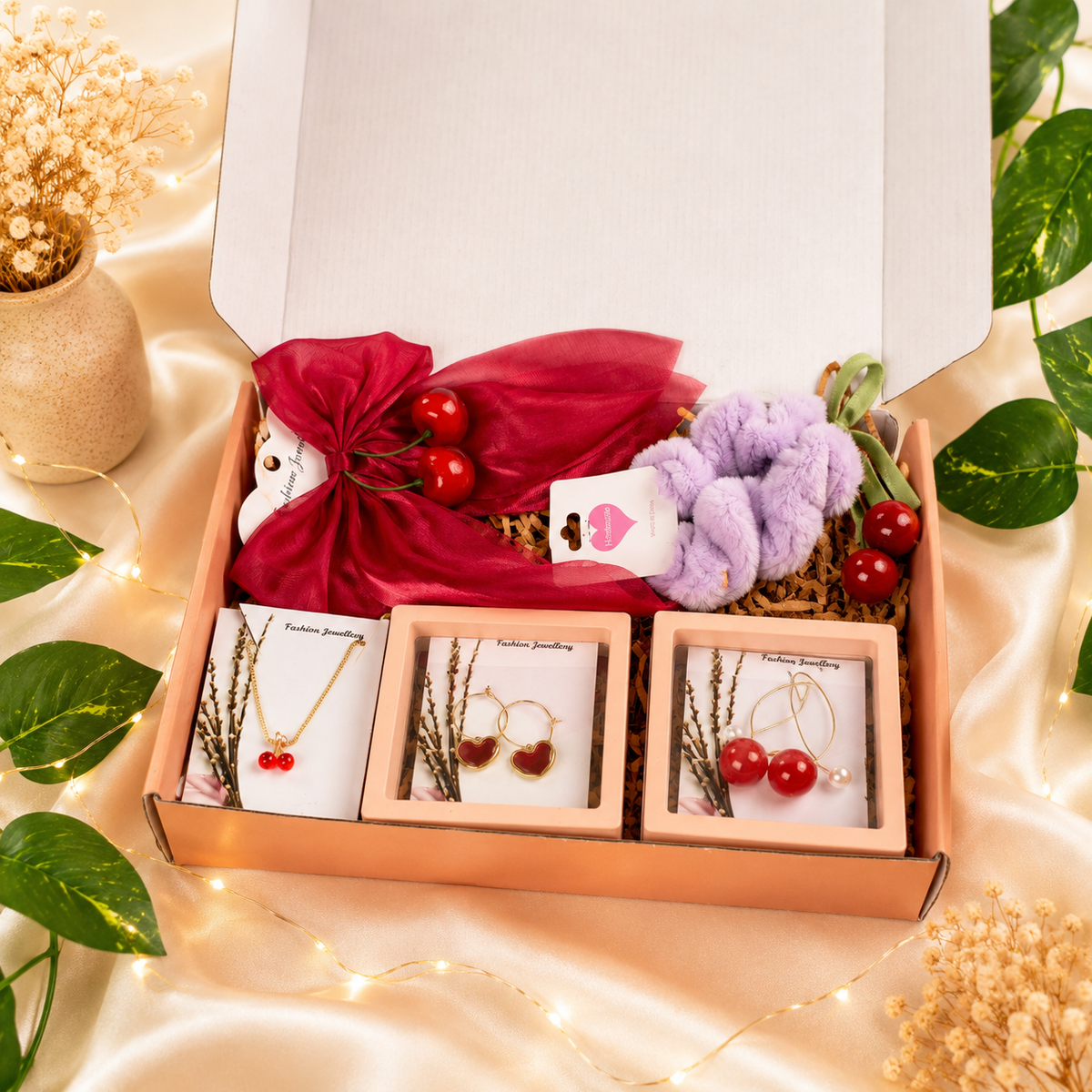 Blooming Cherry Beauty Gift Hamper for Women - red