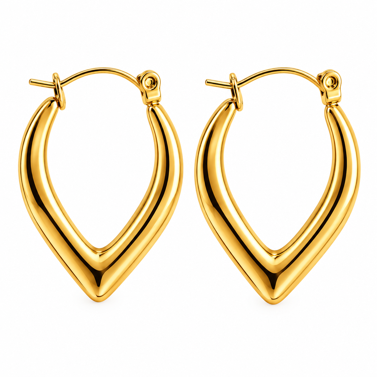Gold Plated Anti Tarnish Oval Hoop Earrings for Women on white background