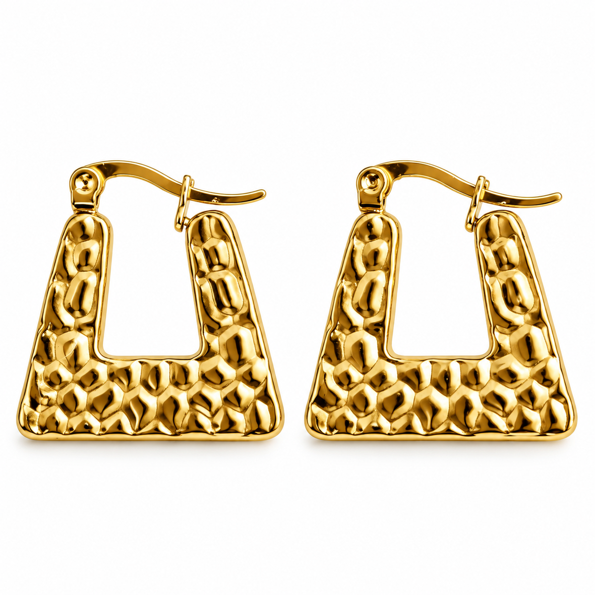 Gold Plated Anti Tarnish Square Hoop Earrings for Women on a white background