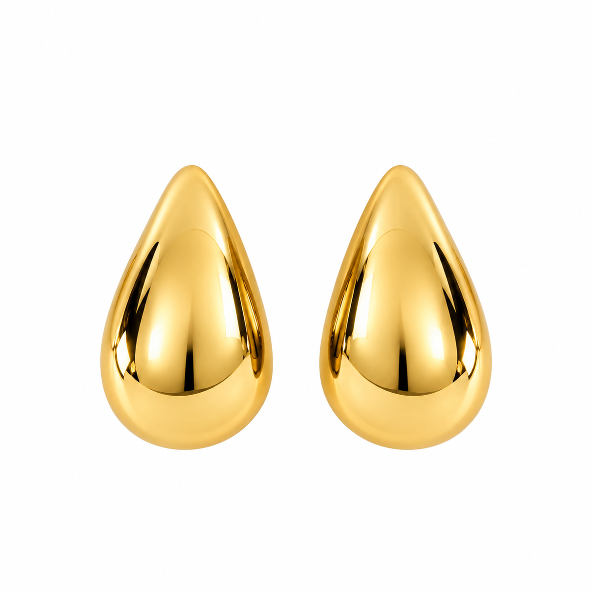 Gold Plated Anti Tarnish Teardrop Stud Earrings for Women on a white background