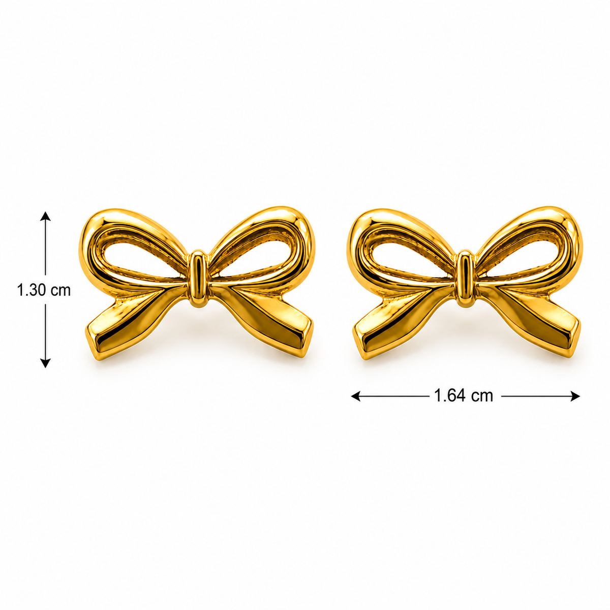 Liora Gold Plated Anti Tarnish Bow Stud Earrings dimensions