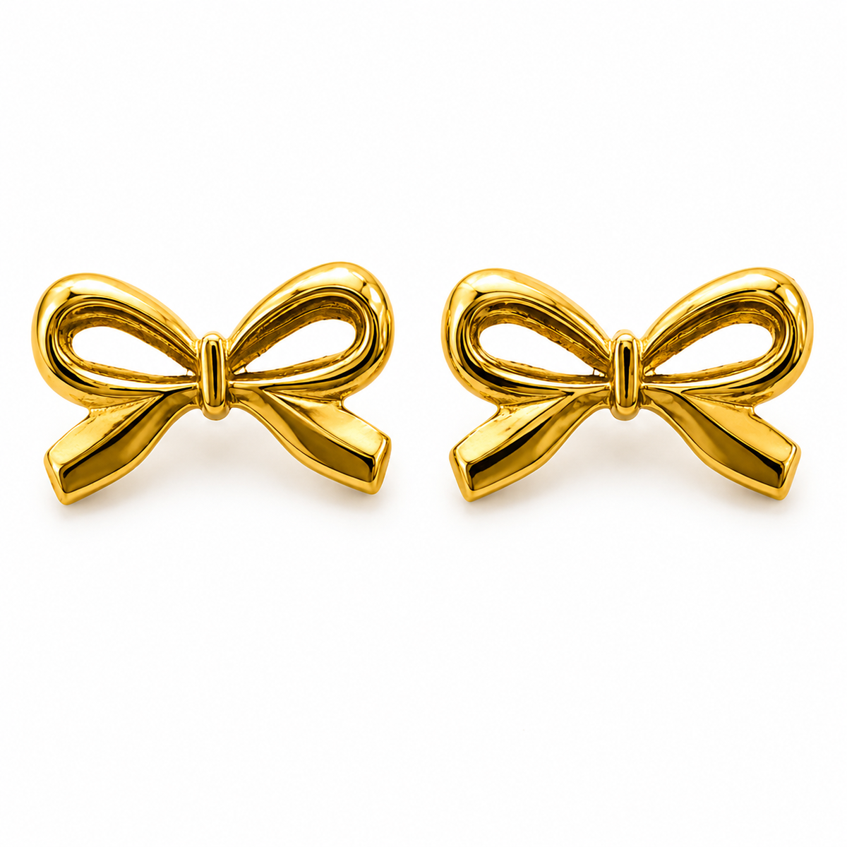 Liora Gold Plated Anti Tarnish Bow Stud Earrings on a clean white background