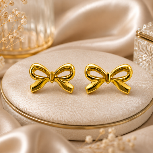 Liora Gold Plated Anti Tarnish Bow Stud Earrings